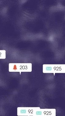 Soyut arkaplan karşısındaki dinamik dalga deseni üzerinden bilgilendirme çubuklarının canlandırılması. Dijital olarak üretilmiş, hologram, veri, bağlantı, aydınlatılmış, sosyal medya ve teknoloji kavramı.