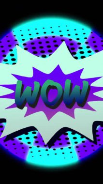 Vay be metninin retro-canlı şablon arkaplanı üzerindeki canlandırması. Sosyal medya, dijital arayüz, iletişim, bilgisayar ve veri işleme kavramı dijital olarak oluşturuldu.