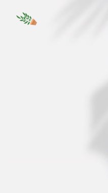 Düşen yeşil çömlek bitkilerinin beyaz arka planda gölgelerin üzerine düşmesi. Dijital olarak oluşturulan soyut konsept.