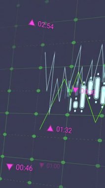 Mavi arkaplan ile ağ üzerinden veri işleme animasyonu. Bilgisayar arayüzü ve iş veri teknolojisi kavramı