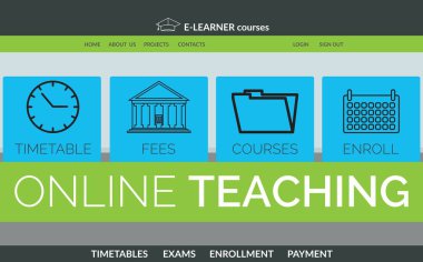 Aygıt ekranındaki e-öğrenme arayüzünün bilgisayar grafik resmi