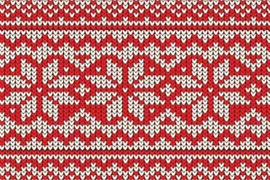 Kar taneleri şeklinde kırmızı ve beyaz kalpler.