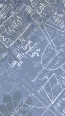 Gri arkaplandaki matematik formüllerinin animasyonu. küresel bilim, bağlantılar ve dijital arayüz konsepti dijital olarak oluşturulmuş video.