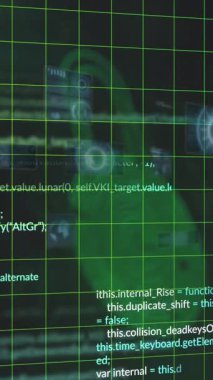 Siber güvenlik asma kilit ikonu üzerinde yuvarlak tarayıcılar ve veri işleme animasyonları. Siber güvenlik ve iş teknolojisi kavramı