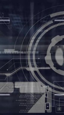 Siyah arkaplanda veri işleme ve tarama animasyonu. küresel iş ve dijital arayüz kavramı dijital olarak oluşturulmuş video.