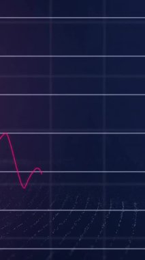 İstatistik ve finansal veri işleme animasyonu. Küresel bağlantılar, dijital arayüz, hesaplama ve veri işleme kavramı dijital olarak oluşturulmuş video.