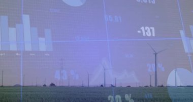 Izgara örtüsü görünme başlatılıyor metrik güncelleme statik türbinler üzerinden rüzgar çıkışını görselleştiriyor. Yenilenebilir, sürdürülebilirlik, enerji, teknoloji, çevre, veri görselleştirme, açık hava