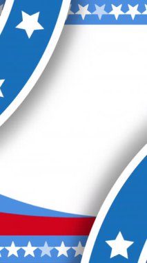 Beyaz, mavi ve kırmızı şekilli beyaz yıldızların animasyonu. Usa, vatanseverlik ve kutlama konsepti dijital olarak oluşturulmuş video.