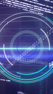 Kapsam taraması, finansal veri işleme ve ikili kodlama animasyonları. Küresel iş, finans, hesaplama ve veri işleme kavramı dijital olarak oluşturulmuş video.