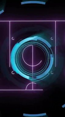 Dijital animasyon arayüzünde parlayan dairesel desenler ve geometrik şekiller. soyut, geleceksel, tasarım, teknoloji, çember