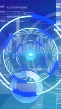 Bilimsel grafik ve veriler üzerinde hareket eden işlem çemberinin animasyonu. küresel bilim, bağlantılar ve dijital arayüz konsepti dijital olarak oluşturulmuş video.