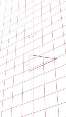 Matematiksel denklemlerin ve formüllerin beyaz arkaplana karşı ızgara ağı üzerinden animasyonu. Okul ve eğitim kavramı