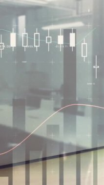 Grafik animasyonu, kahve fincanı ve dizüstü bilgisayarla çalışan Afrikalı Amerikalı bir kadının orta bölümü. Dijital bileşik, çoklu pozlama, rapor, iş, içecek ve teknoloji kavramı.