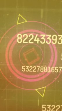 Turuncu arkaplanda veri işleme ve tarama animasyonu. Küresel teknoloji, bilgisayar ve dijital arayüz kavramı dijital olarak oluşturulmuş video.