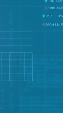 Soyut arkaplan üzerinde yükleme çemberleri ve alım satım tahtaları olan çoklu grafiklerin animasyonu. Dijital olarak üretilmiş, hologram, illüstrasyon, rapor, iş, ilerleme ve borsa konsepti.