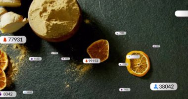 Gecikme sonrası alarm baloncukları bahar kasesinin üzerinde toplanıyor zencefil portakalı toplanıyor ve nişan için soluyor. Mutfak, gurme, rustik, doğal, canlı, sağlık, sunum