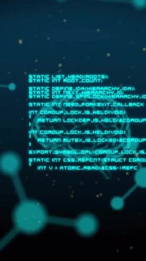 Kimyasal formül ve beyin üzerinde veri işleme animasyonu. Teknoloji ve dijital arayüz kavramı dijital olarak oluşturuldu.