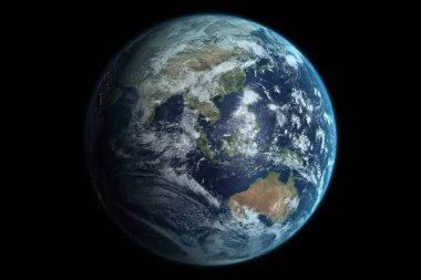 Avustralya 'nın siyah arkaplana karşı uydu görüntüsü