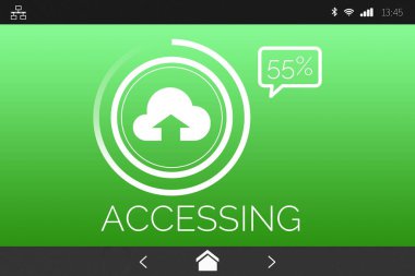 Yeşil dijital ekranda metin ile sembol yükleniyor