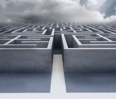 Dijital bulutlar altında büyük 3d labirent oluşturulan