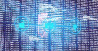 Ekranda canlı veri ile bağlı dairesel düğümleri gösteren ağ diyagramı gösteriliyor, anahtar simgesi ile. Teknoloji, siber güvenlik, dijital, analitik, altyapı, yenilik, bağlantı