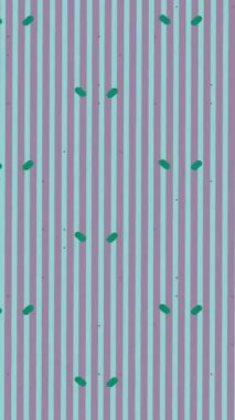 Çizgili arka planda hareket eden yeşil çizgilerin animasyonu. Desen, renk ve hareket konsepti dijital olarak oluşturulmuş video.