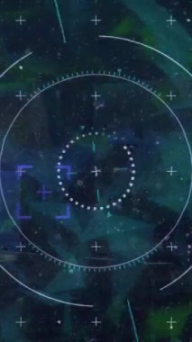 Siyah dijital alanda görüntü bulucu, veri ve arıza animasyonu. Veri işleme, dijital arayüz ve teknoloji konsepti dijital olarak oluşturulmuş video.