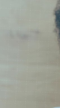 Gülümseyen bir kadının yarı yüz portresiyle veri işleme animasyonu. Bilgisayar arayüzü ve iş teknolojisi kavramı