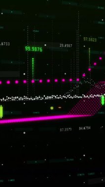 Animation of financial data processing over world map. Global business, finances, computing and data processing concept digitally generated video.