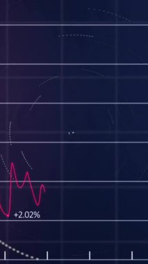 Mavi arka planda finansal veri işleme animasyonu. Küresel iş, finans, bağlantılar, hesaplama ve veri işleme kavramı dijital olarak oluşturulmuş video.