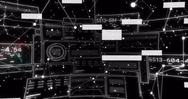 Veri dizisini başlatan şebeke panelleri, kaydırma ve etiketleme güncelleme; akışı görselleştiren düğümler. Fütürist, dijital, soyut, teknoloji, veri, ağ, yenilik