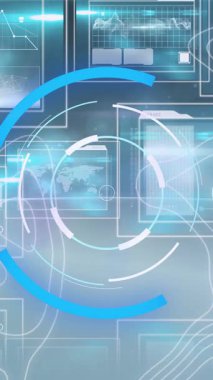 Bilimsel grafik ve veri üzerindeki işleme çemberinin ve ışığın animasyonu. küresel bilim, bağlantılar ve dijital arayüz konsepti dijital olarak oluşturulmuş video.