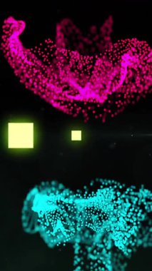 Soyut şekiller oluşturan renkli parçacıklar, veri canlandırma animasyonu. hareket, tasarım, teknoloji, fütüristik, dijital, ışık