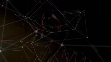 Mavi formalı oyuncu faul çizgisinin yanında top sürüyor. Kablo çerçevesi darbesiyle vuruyor ve smaç basıyor. Sporcu, eylem, dinamik, spor, performans, yoğunluk, hareket