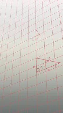 Matematiksel diyagramlar ve denklemlerin soyut arkaplana karşı ızgara şablonu üzerindeki animasyonu. Dijital olarak üretilen hologram, denklemler, eğitim, öğrenme, illüstrasyon ve teknoloji kavramı.