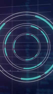 Animation of scope scanning over financial data processing on black background. Global business, finances and digital interface concept digitally generated video.