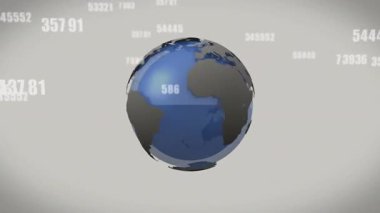 Genişleyen küre dönen küreye dönüşüyor, mavi kurdeleler küresel uçuşları gösteren uçaklara rehberlik ediyor. Teknoloji, ağ, bağlantı, dijital, dinamik, fütüristik, uzay