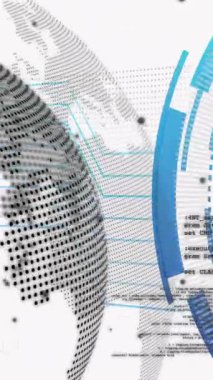 Dünya haritası üzerinde veri çizgileri ve kodlama ile dijital güvenlik kilidi animasyonu. Siber güvenlik, teknoloji, şifreleme, koruma, küresel, ağ