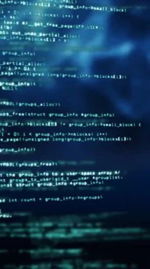 Karanlık arka planda dijital veri işleme animasyonu. Küresel iş, bağlantılar, hesaplama ve veri işleme kavramı dijital olarak oluşturulmuş video.