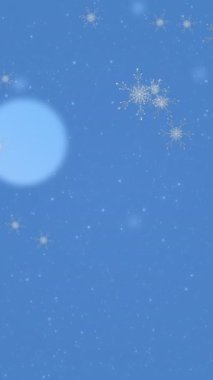 Kış manzarasına düşen kar tanelerinin animasyonu fotokopi uzayı ile gece gökyüzüne çarpıyor. Noel şenliği ve kutlama konsepti
