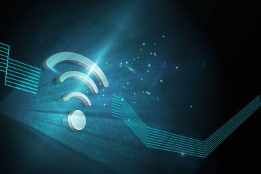 siyah arka plan üzerine parlak wifi simgesi