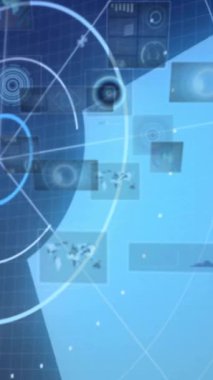 Siyah arkaplanda tarama kapsamı üzerinde dijital veri işleme animasyonu. Dijital olarak oluşturulmuş küresel bağlantılar, hesaplama ve veri işleme kavramı.