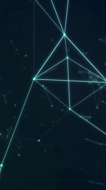 Siyah arkaplandaki bağlantı ağının canlandırılması. Sosyal medya, şekiller ve dijital arayüz konsepti dijital olarak oluşturulmuş video.