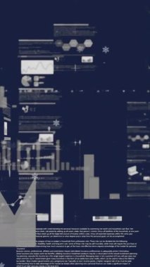 Siyah arkaplana karşı veri ve alım satım panosuyla birden fazla grafik animasyonu. Dijital olarak üretilen hologram, illüstrasyon, ilerleme, rapor, iş dünyası, büyüme ve borsa kavramı.