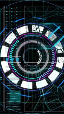 Kapsam taramasında finansal veri işleme animasyonu. Küresel finans, iş, bağlantılar, hesaplama ve veri işleme kavramı dijital olarak oluşturulmuş video.