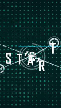 Başlangıç metinlerinin ve bağlı grafiklerin canlandırılması ve kişi simgeleriyle birlikte dünya. Dijital olarak oluşturulmuş, atari, video oyunu, başlangıç, rekabet, ağ, iş, rapor, internet, teknoloji.