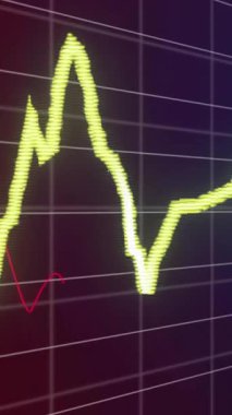 Değişen çizgiler ve yüzdelerle finansal veri tablosu, borsa animasyonu. Maliye, ticaret, yatırım, analiz, ekonomi, dalgalanma
