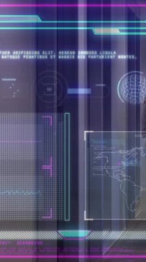 Koridorda yürüyen insanların gelecekteki taramaları ve veri analizleri. teknoloji, izleme, dijital, yenilik