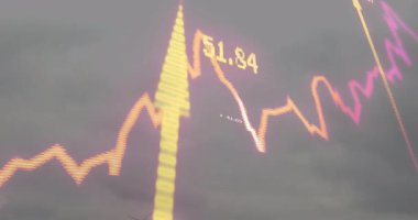 Türbinlerin üzerinde görünen hat örtüsü, salınıyor sonra da rüzgar eğilimlerini göstermek için yukarı doğru yükseliyor. Veri görselleştirme, yenilenebilir enerji, sürdürülebilirlik, çevre, grafik, ön panel, teknoloji