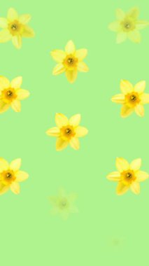 Yeşil arka planda mavi ve sarı çiçeklerin animasyonu. örüntü, bahar, yaz, doğa ve renk konsepti dijital olarak oluşturulmuş video.